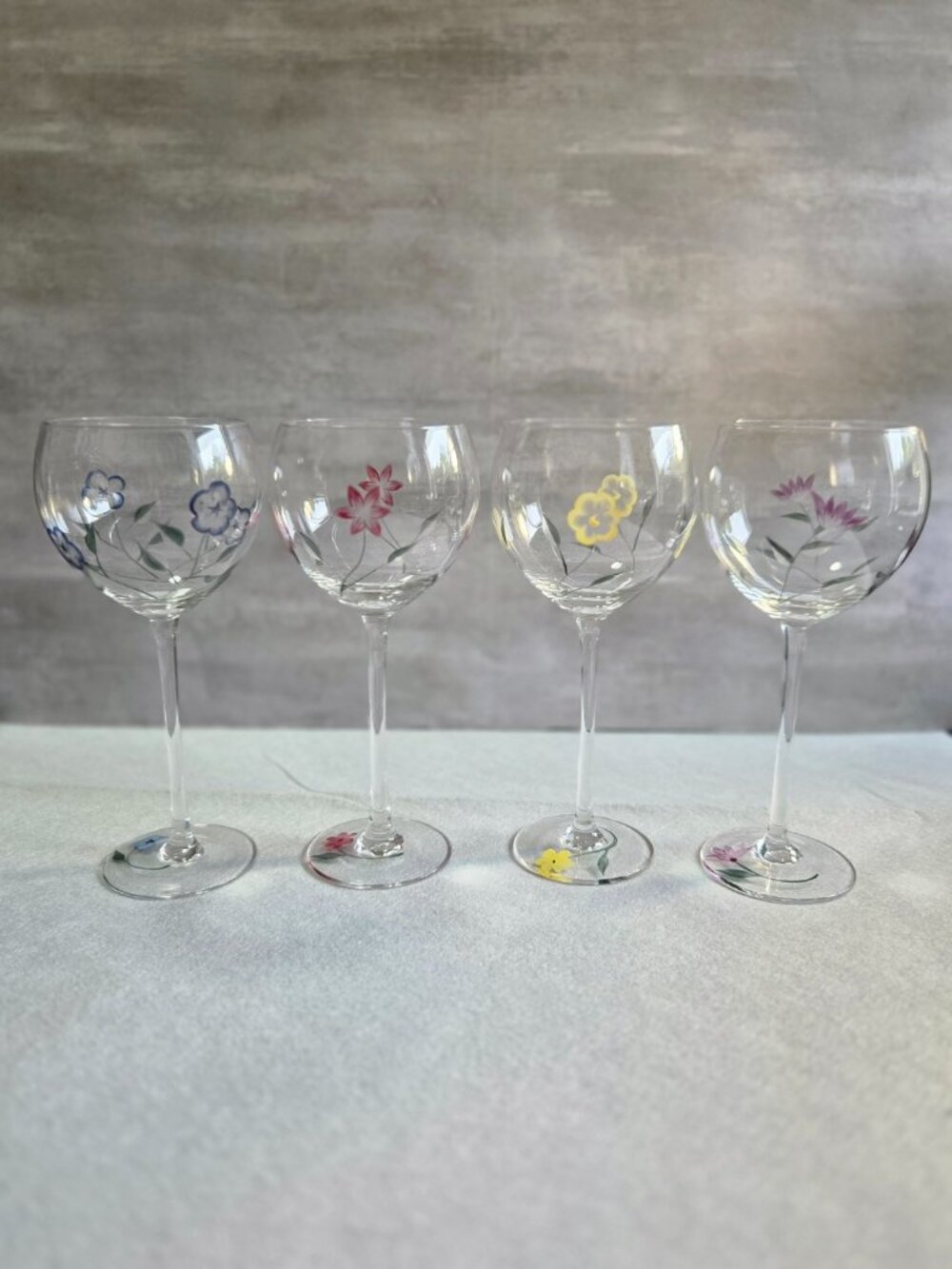 Vintage Set of 4 Retired Lenox “Floral Spirit” Crystal Balloon Wine Glasses
